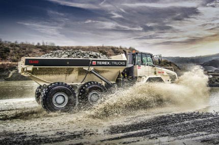 Terex truck in motion