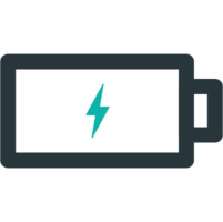 Battery icon with a lightning bolt inside, symbolizing battery-powered electric drive