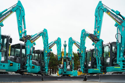 Statom Group branded mini Kobelco excavators